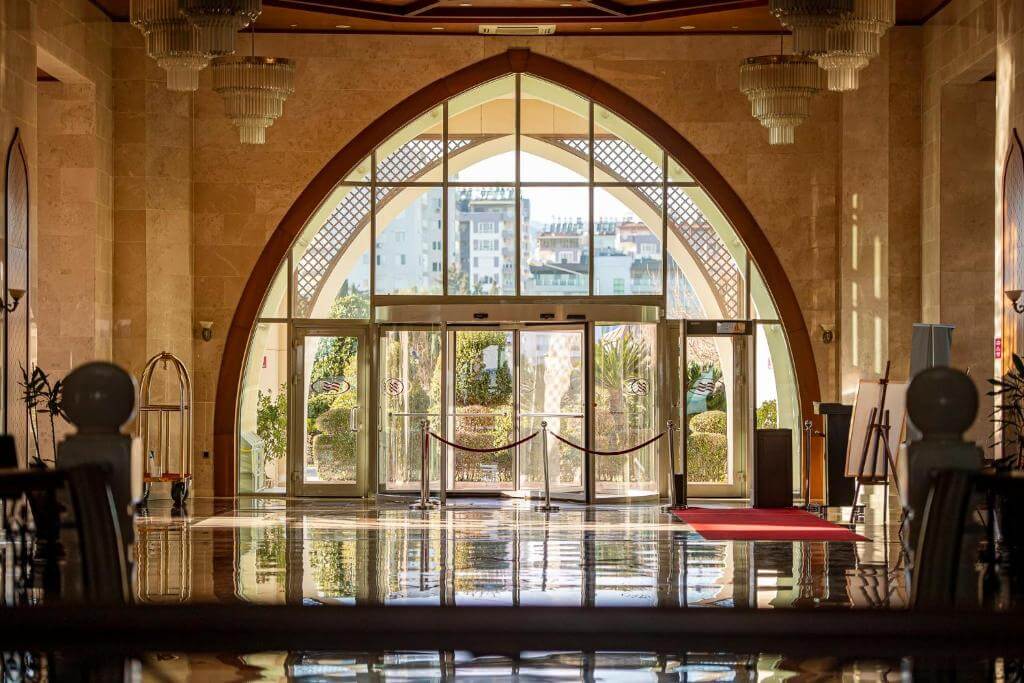 entrance of crowne plaza hotel